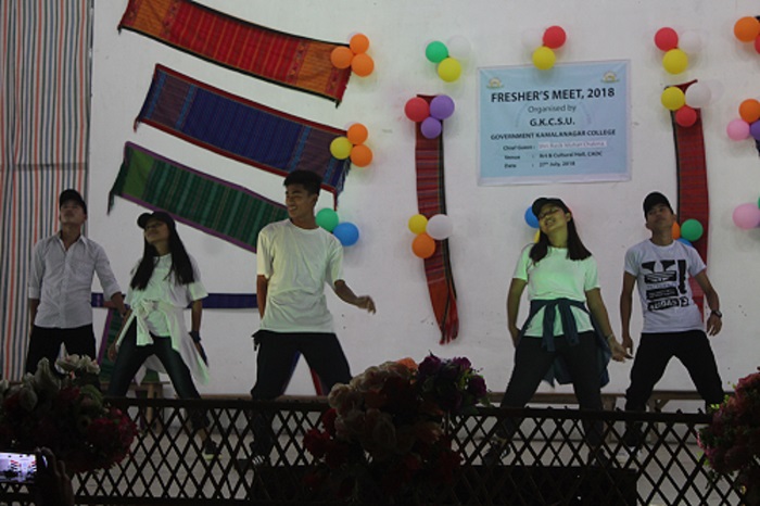 Students performing beautiful modern dancing
