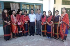 Prof Lalrintluanga and Prof Zamkhawngam Doungel, with GKNC  students in Chakma Traditional dress.